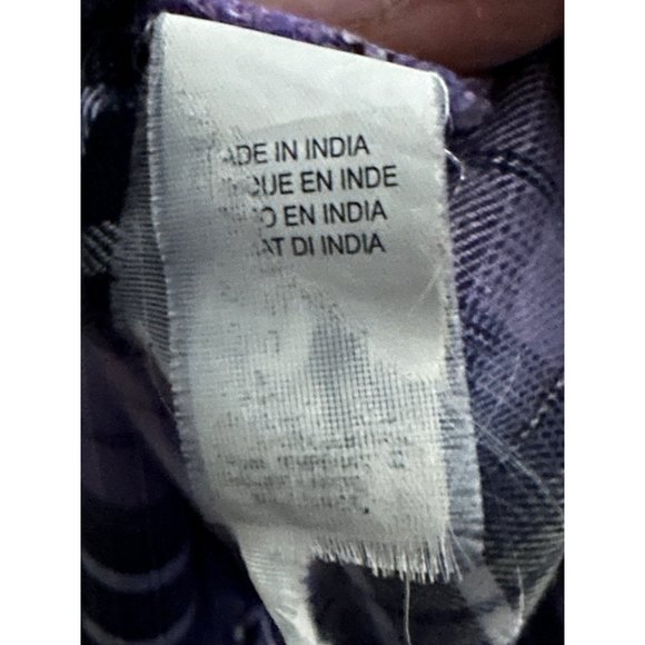 Lucky Brand women’s sz L purple blue plaid button front pocket long sleeve top - Picture 6 of 9